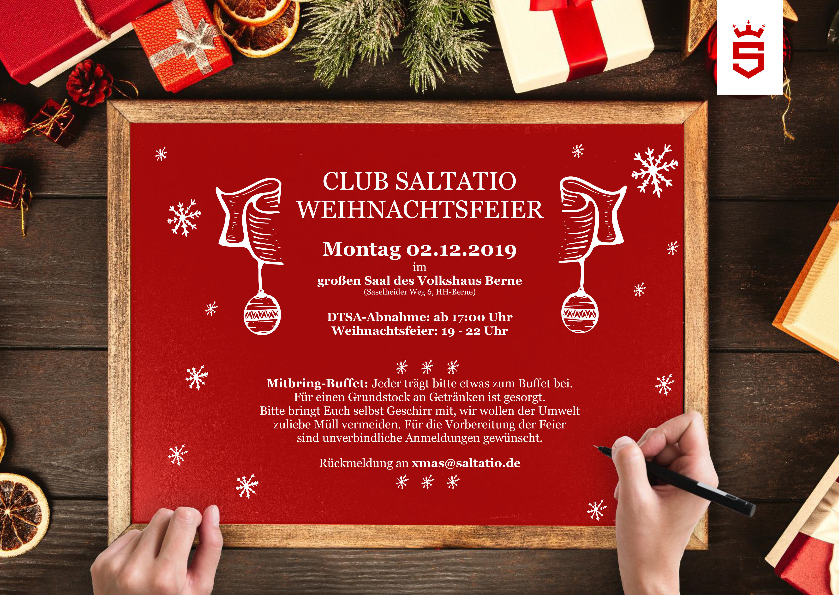 Einladung Weihnachtsfeier Club Saltatio Hamburg E V